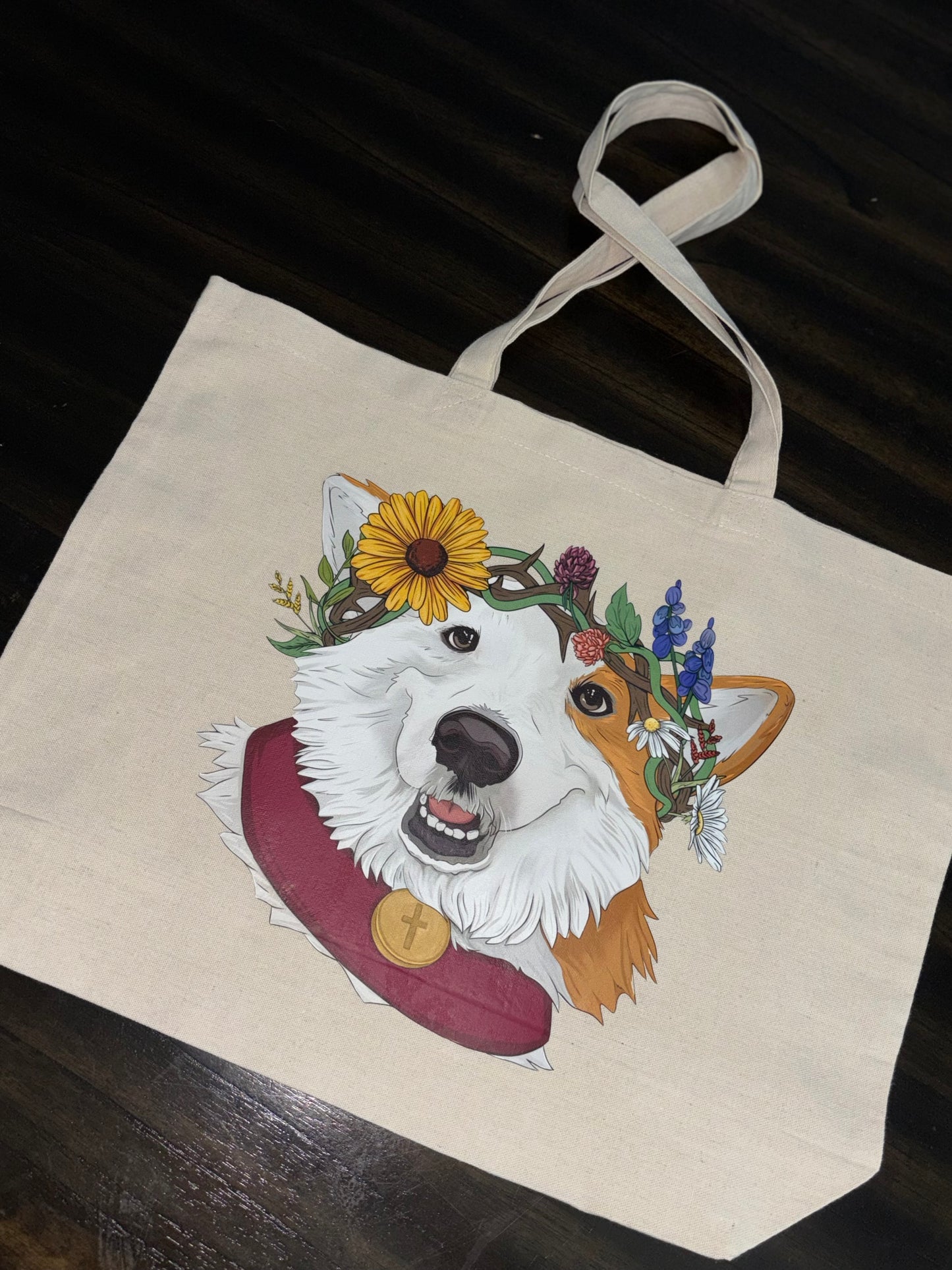 Holy Corg Royal Joy ~ Oversized Tote