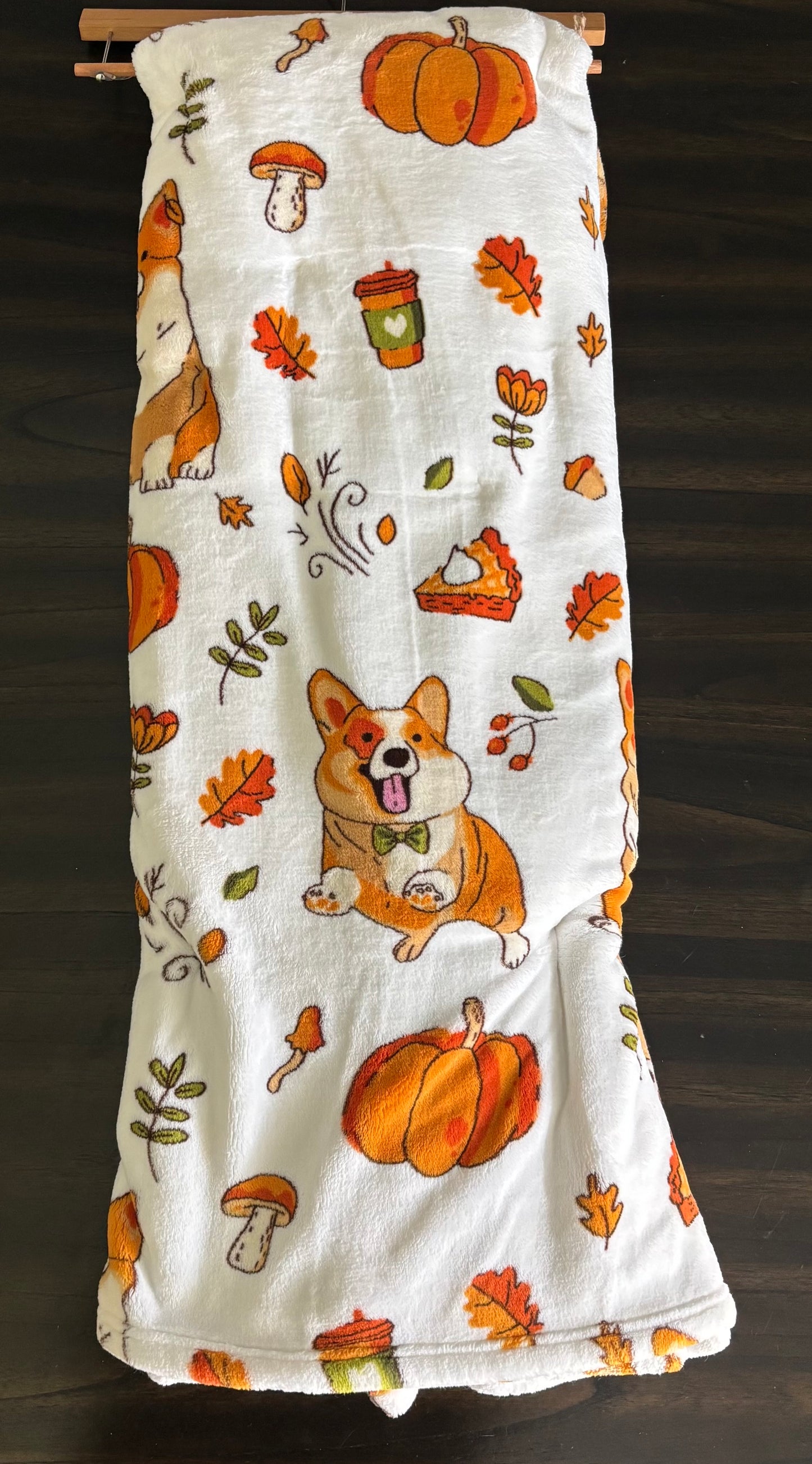 Pumpkin Spice & Corgi Vibes ~ Throw Blanket