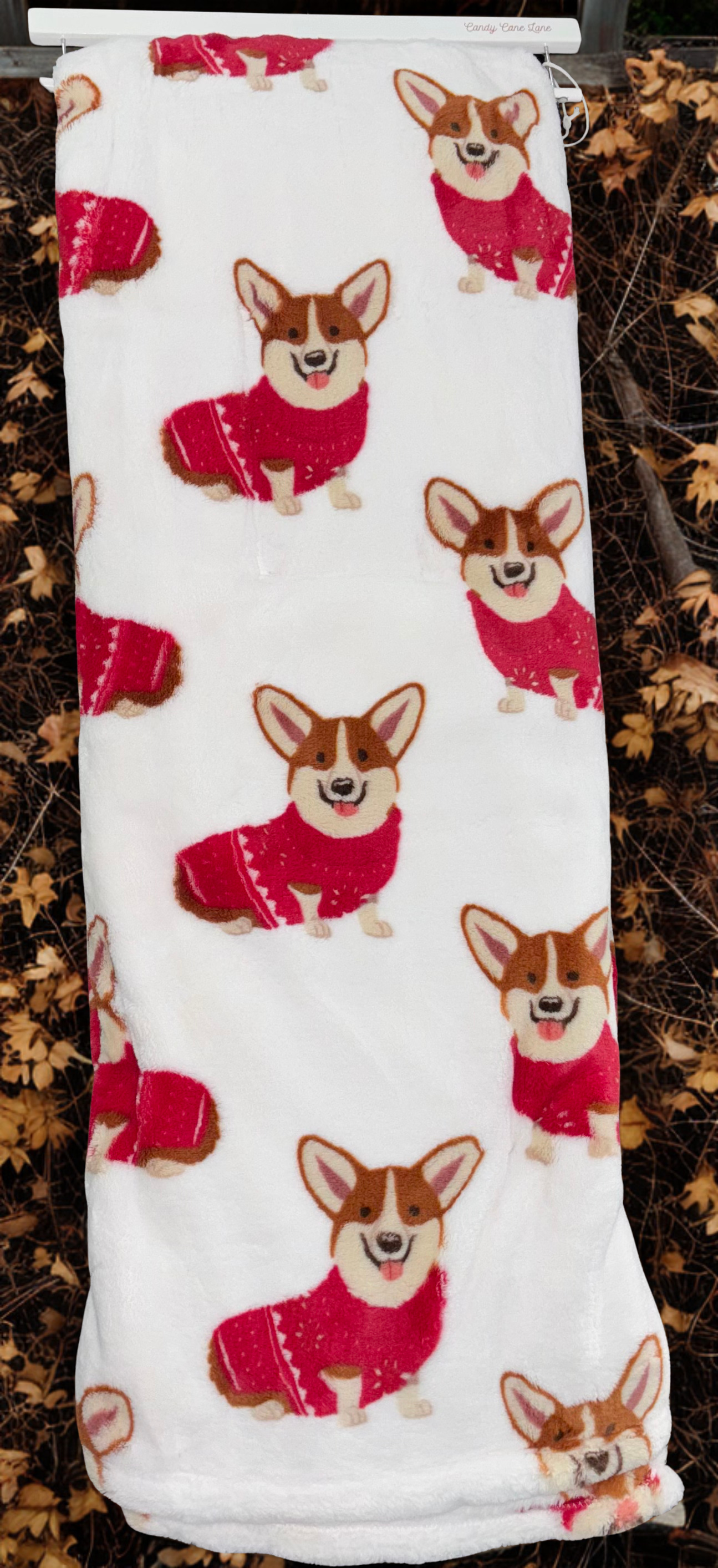 Corgi Sweater Weather Snuggles ~ Throw Blanket