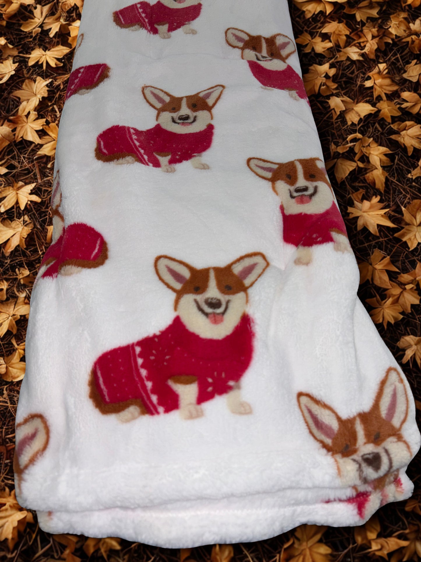 Corgi Sweater Weather Snuggles ~ Throw Blanket