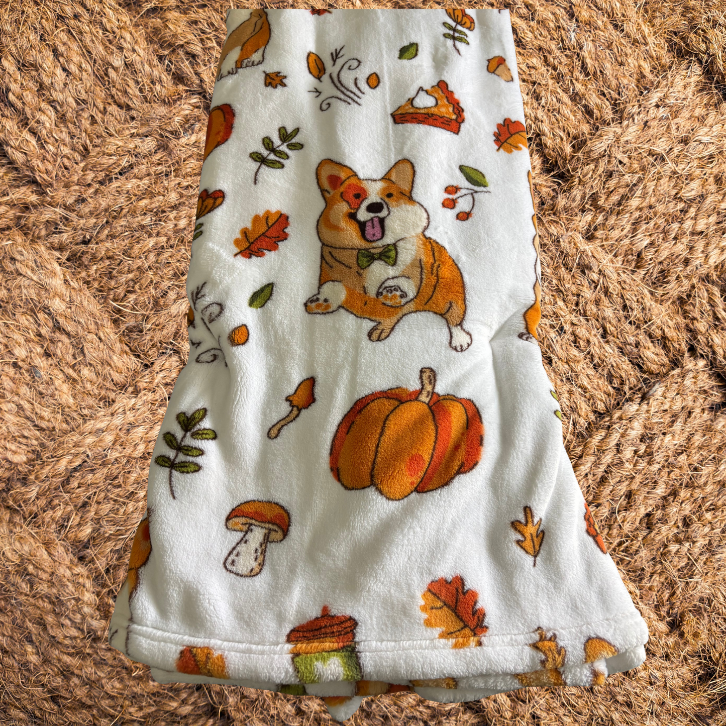 Pumpkin Spice & Corgi Vibes ~ Throw Blanket