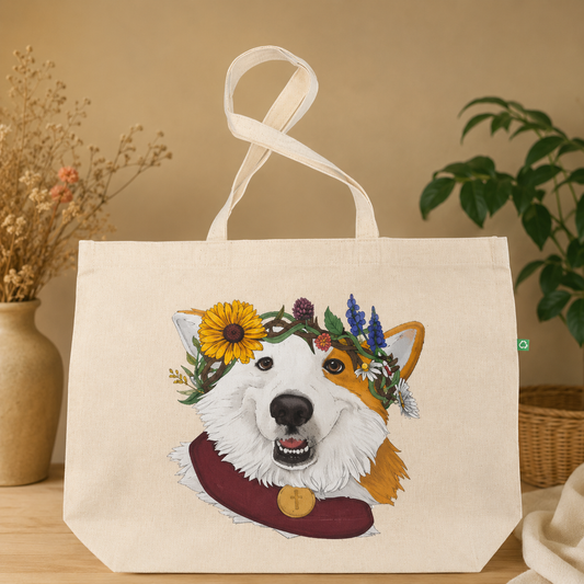 Holy Corg Royal Joy ~ Oversized Tote