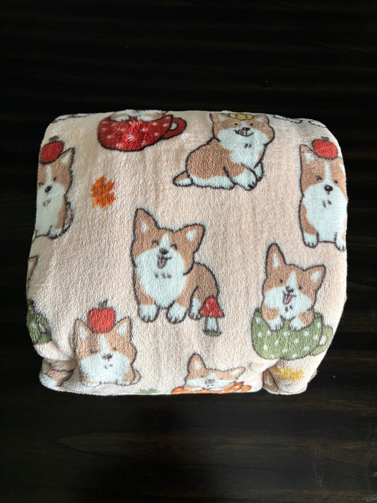 Corgi Tea Party & Boho Vibes ~ Throw Blanket