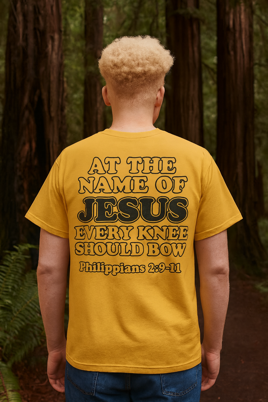 Jesus Scrabble Cross ~ Mustard Tee