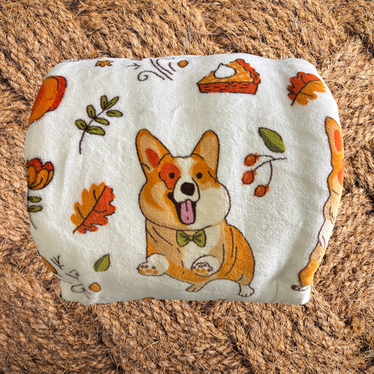 Pumpkin Spice & Corgi Vibes ~ Throw Blanket