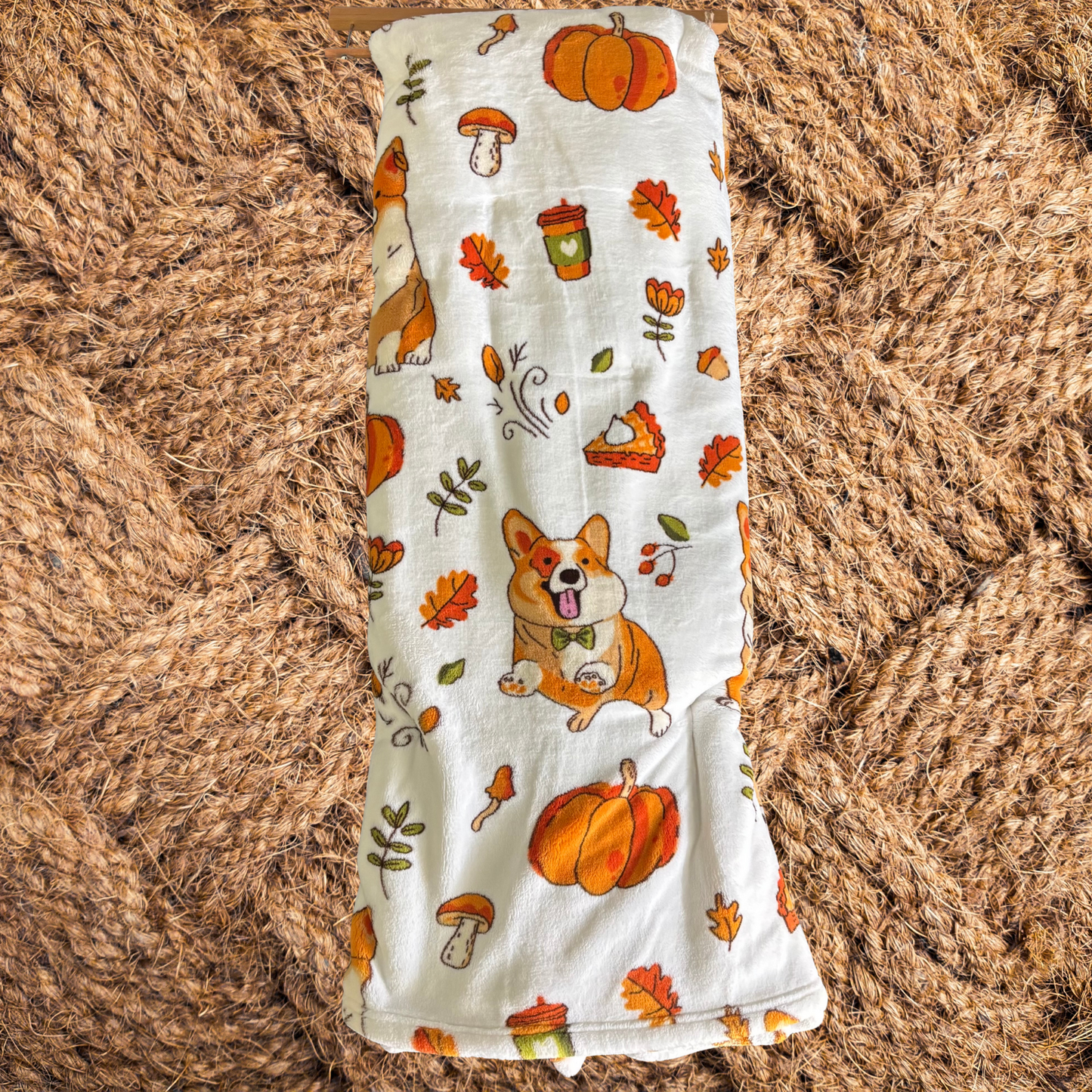 Pumpkin Spice & Corgi Vibes ~ Throw Blanket