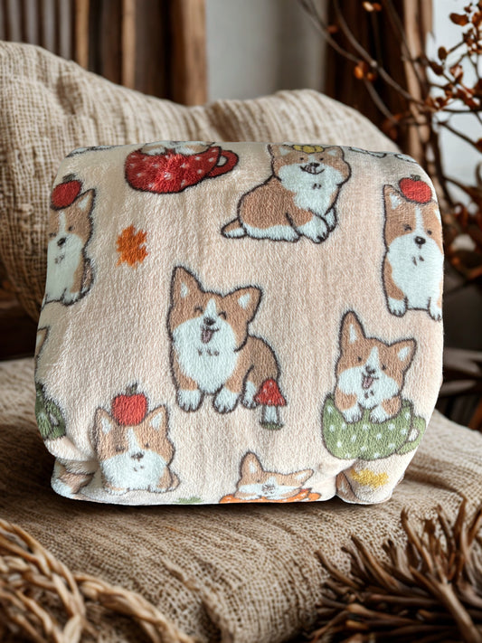 Corgi Tea Party & Boho Vibes ~ Throw Blanket