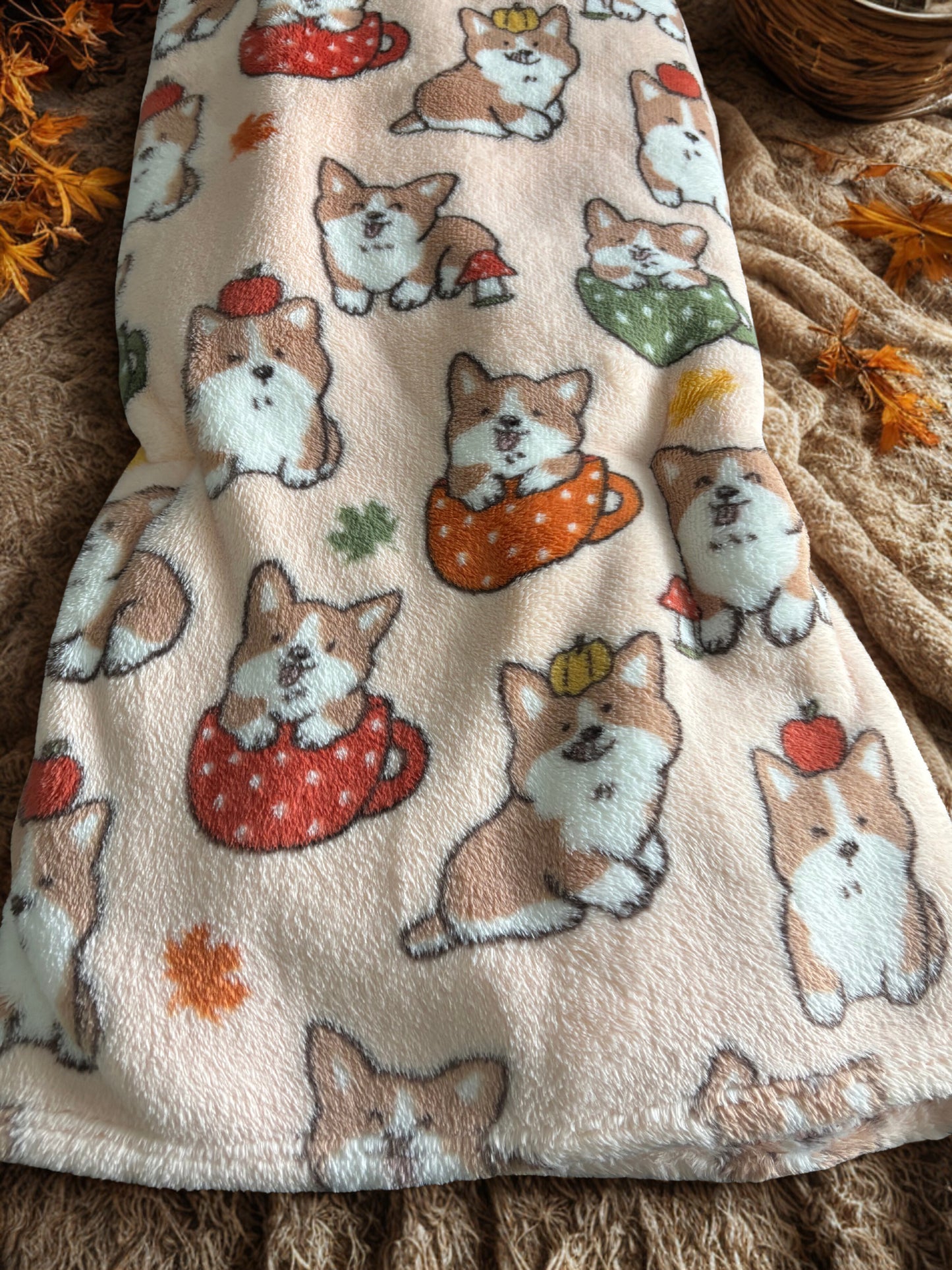 Corgi Tea Party & Boho Vibes ~ Throw Blanket